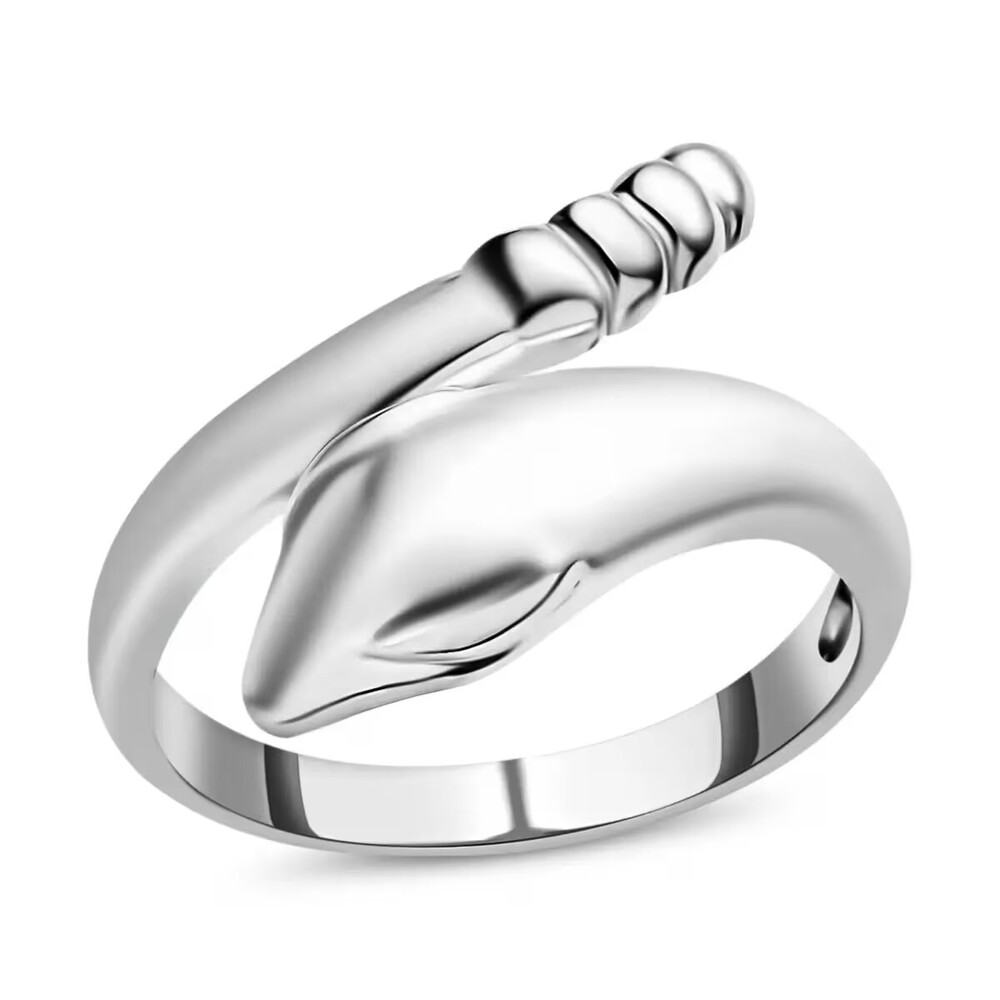 Snake Ring, Platinum Over Sterling Silver Ring, Snake Silver Ring 3.50 Grams